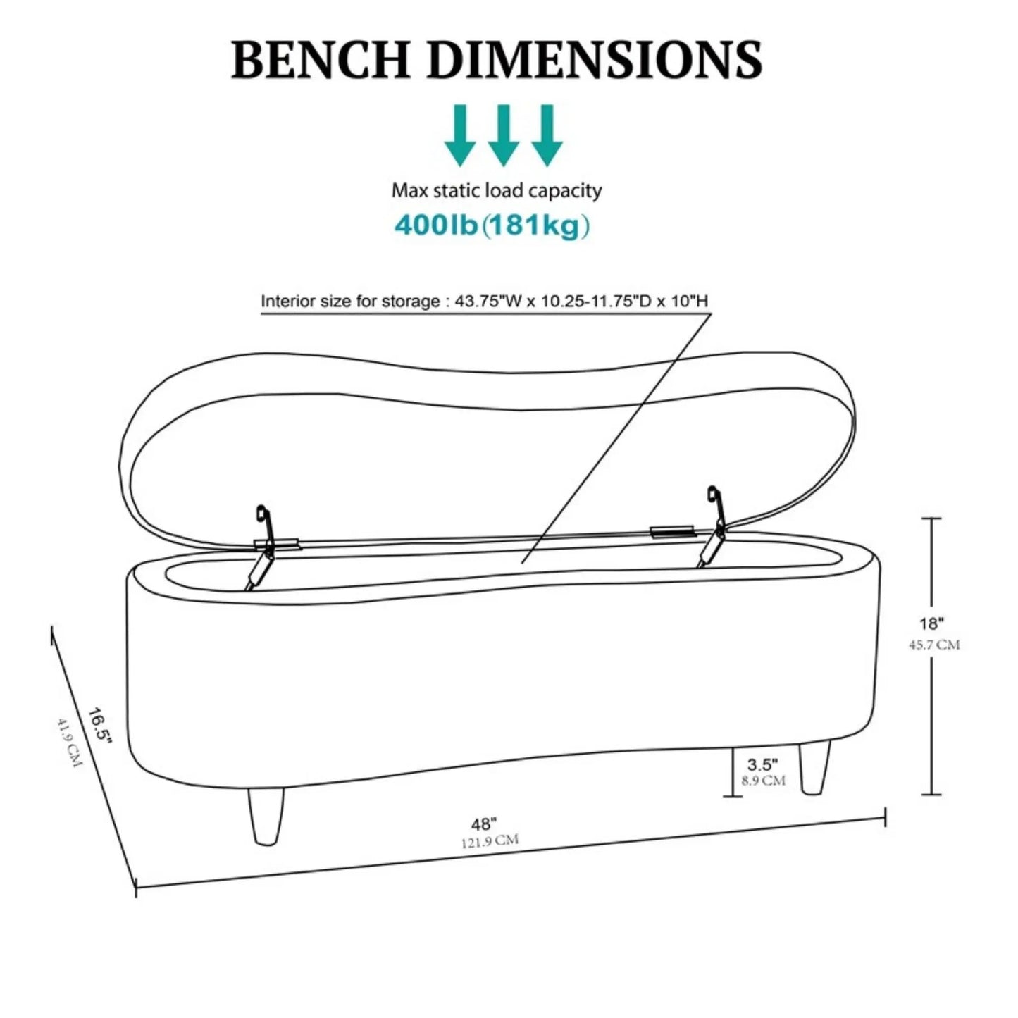 Flip Top Storage Bench With Soft Close Hinges