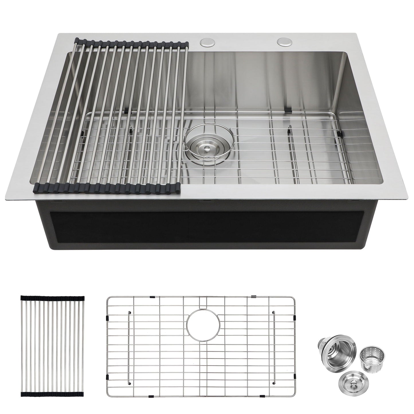 Kitchen Sink Drop In HouseOfZazla stainless steel single bowl topmount with rack on Tampa Home & Garden Store