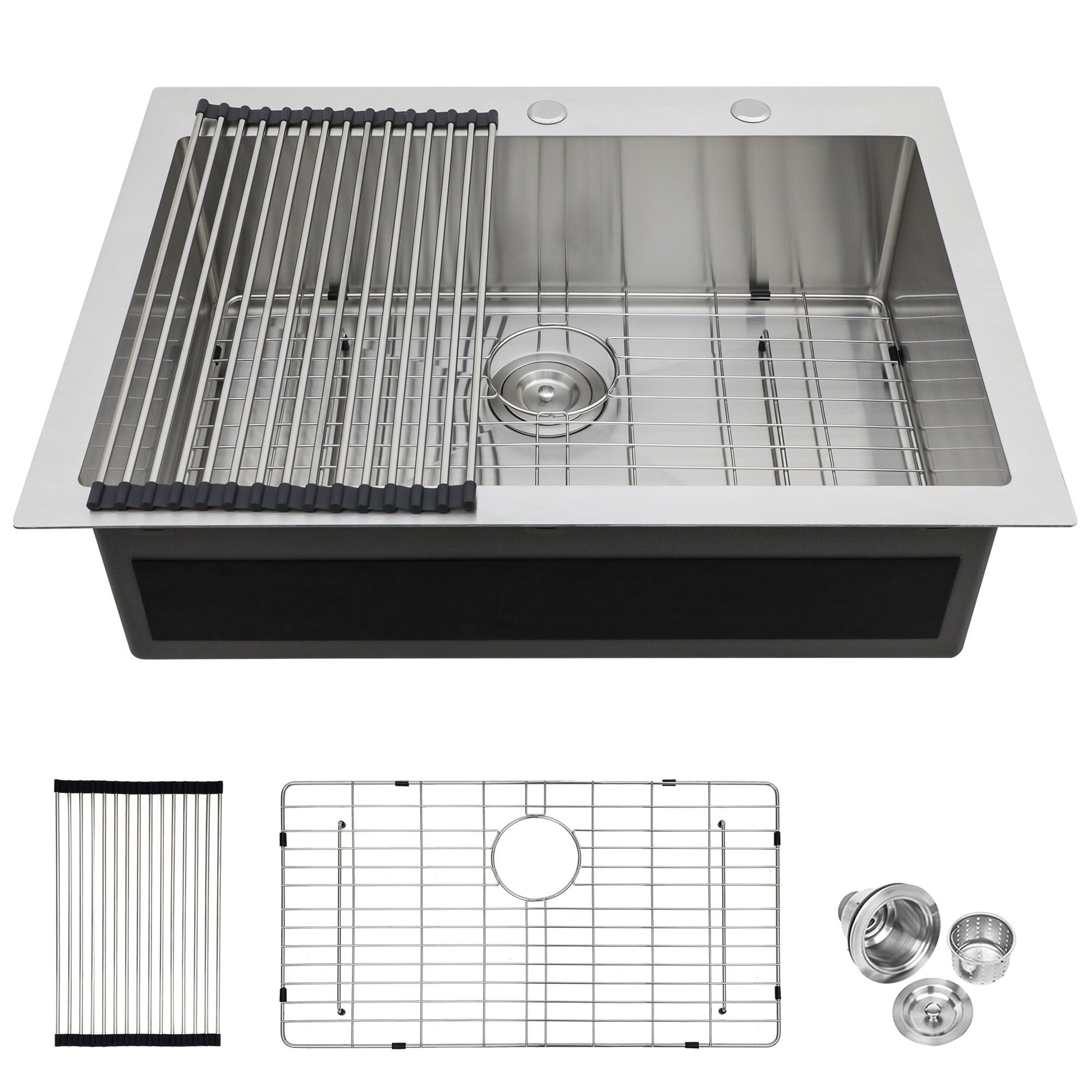 Kitchen Sink Drop In HouseOfZazla stainless steel single bowl topmount with rack on Tampa Home & Garden Store