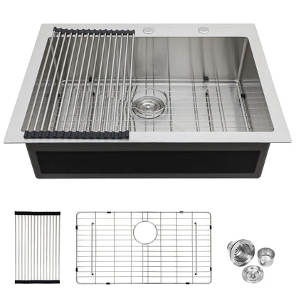Kitchen Sink Drop In HouseOfZazla stainless steel single bowl topmount with rack on Tampa Home & Garden Store