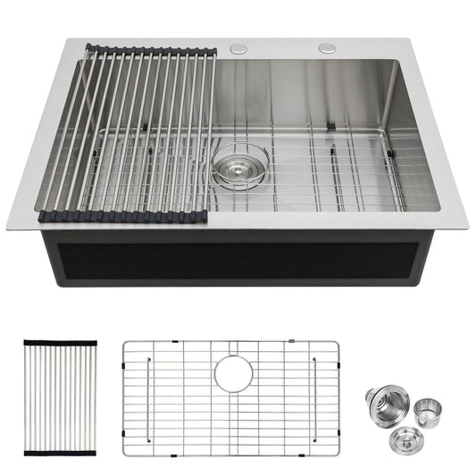 Kitchen Sink Drop In HouseOfZazla stainless steel single bowl topmount with rack on Tampa Home & Garden Store