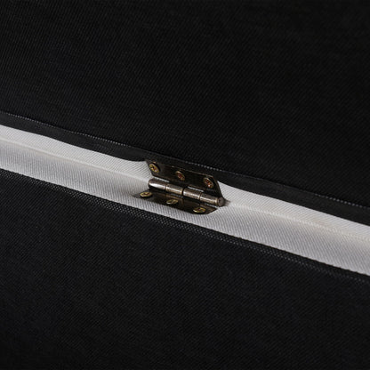 Madelyn Modern Storage Bench by HouseOfZazla; black fabric hinge closeup on Tampa Home & Garden Store