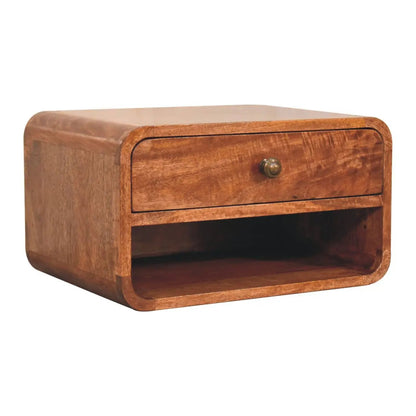 Curve Upper Slot Floating Nightstand with Drawer