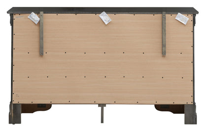 Metallic black dresser back view with natural wood paneling and steel supports by HouseOfZazla on Tampa Home & Garden Store