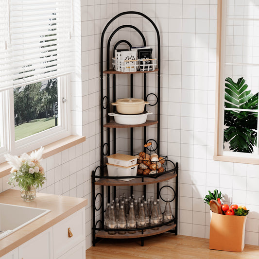 4-Tier Corner Bookshelf, Modern Style, Plant Stand with Metal Frame - Tampa Home & Garden Store