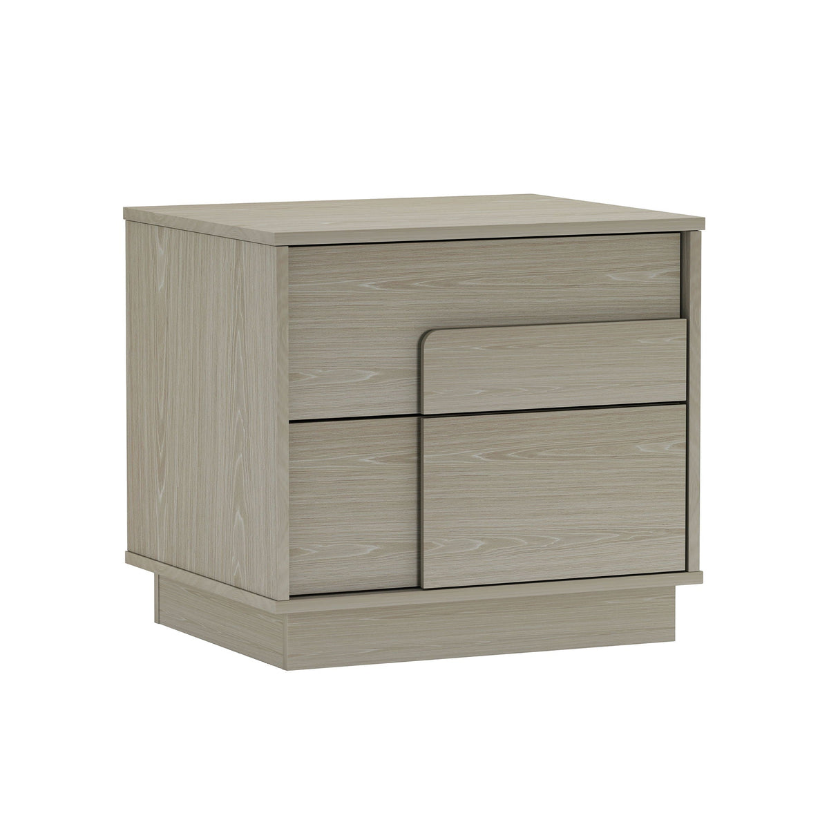 Modern Nightstand with Push to Open Drawers in light oak finish, accent nightstand on Tampa Home & Garden Store
