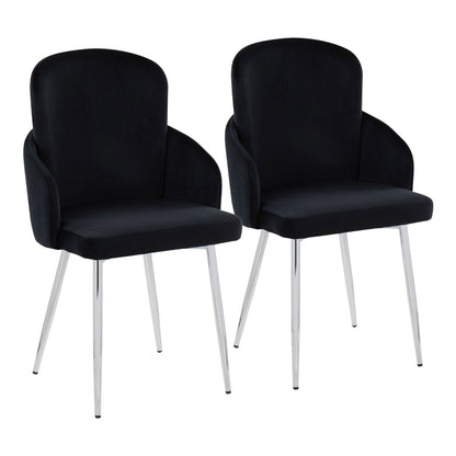 HouseOfZazla black upholstered dining chairs set of 2 with chrome legs on Tampa Home & Garden Store