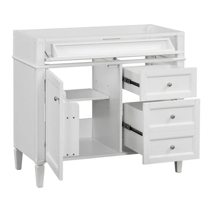 White bathroom vanity base with 2 drawers and tip-out storage by Unique Piece Furniture on Tampa Home & Garden Store