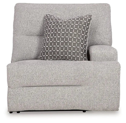 Acklen Place reclining chair in light gray fabric with pillow on Tampa Home & Garden Store
