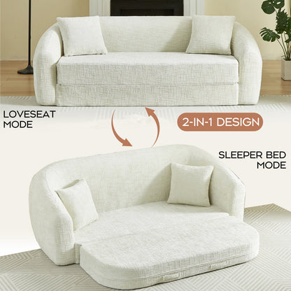 Chenille Curved Convertible Sofa And Recliner