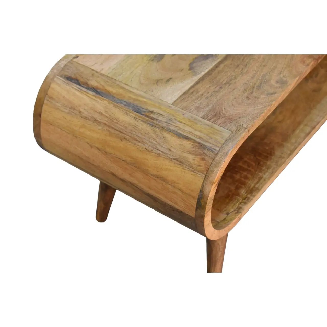 Amaya Nordic wooden coffee table with rounded cylindrical sides in natural wood finish by Unique Piece Furniture on Tampa Home & Garden Store
