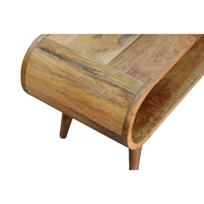 Amaya Nordic wooden coffee table with rounded cylindrical sides in natural wood finish by Unique Piece Furniture on Tampa Home & Garden Store