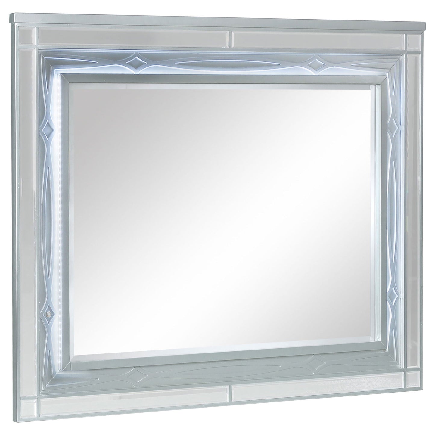 Arabesque LED-lit silver wall mirror with ornate border by HouseOfZazla on Tampa Home & Garden Store