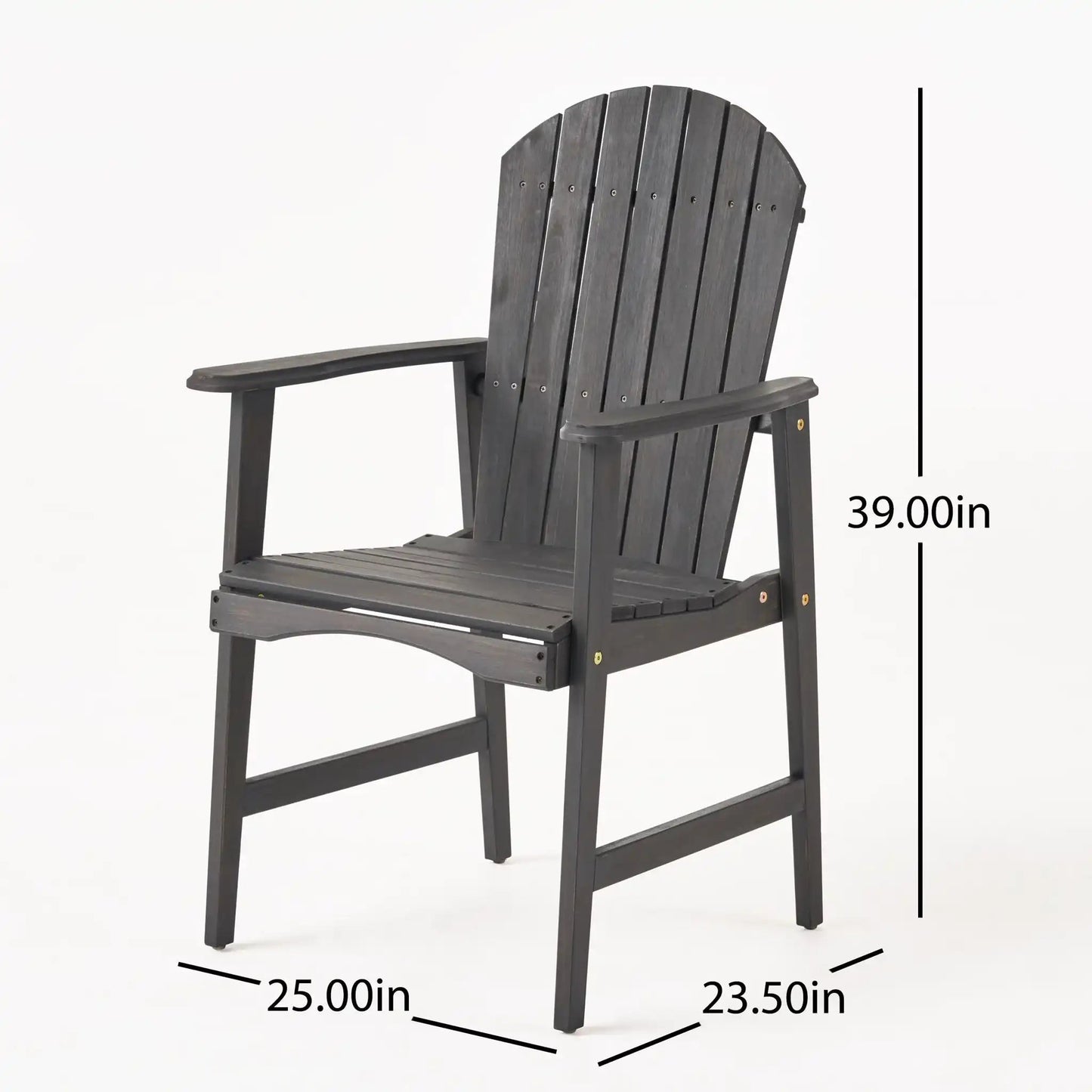 HouseOfZazla outdoor weather resistant acacia wood Adirondack dining chair in dark gray on Tampa Home & Garden Store