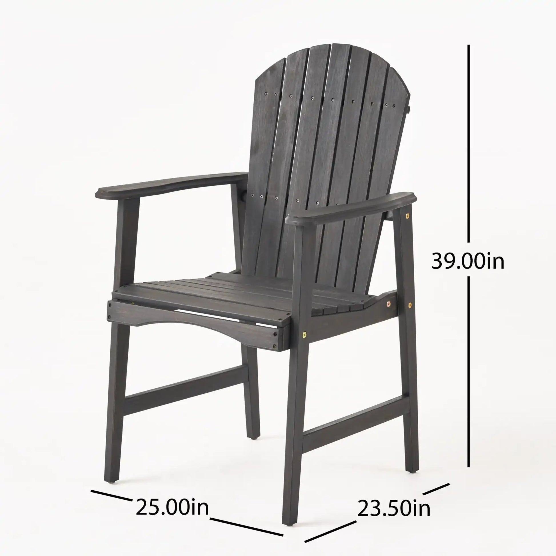 HouseOfZazla outdoor weather resistant acacia wood Adirondack dining chair in dark gray on Tampa Home & Garden Store