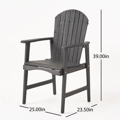 HouseOfZazla outdoor weather resistant acacia wood Adirondack dining chair in dark gray on Tampa Home & Garden Store