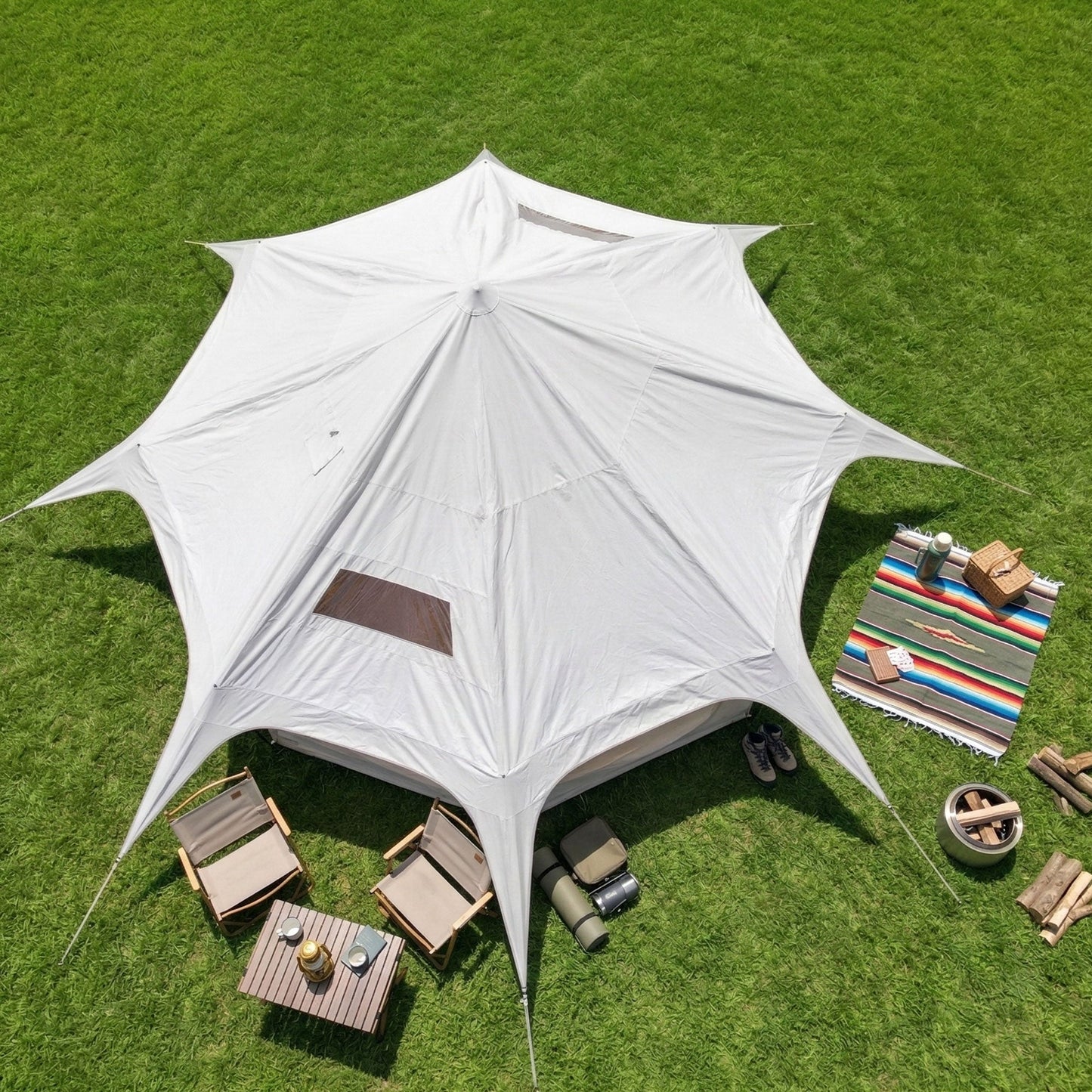 Spacious 600D Oxford Bell Tent with Stove Jack
