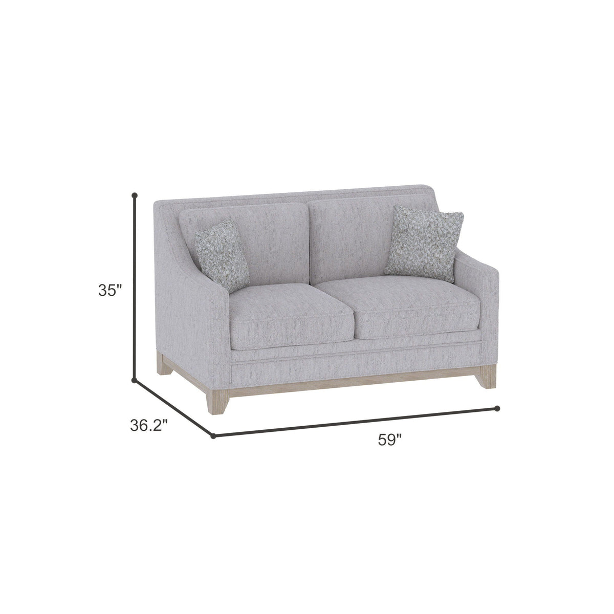 Stationary loveseat gray durable fabric with two accent pillows by HouseOfZazla on Tampa Home & Garden Store