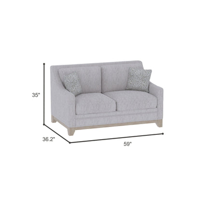 Stationary loveseat gray durable fabric with two accent pillows by HouseOfZazla on Tampa Home & Garden Store