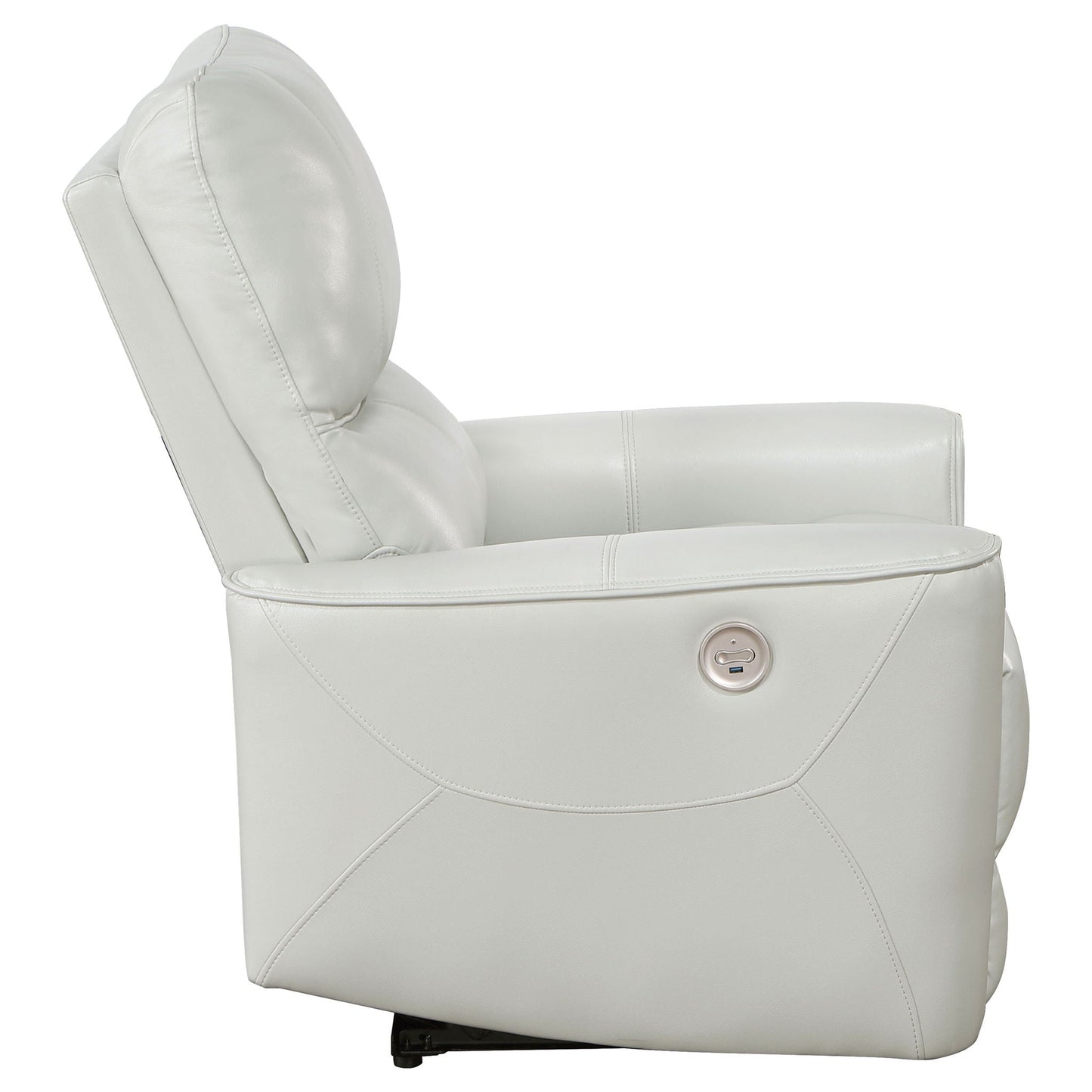 Dove Upholstered Power Recliner Chair gray leather with USB port HouseOfZazla on Tampa Home & Garden Store