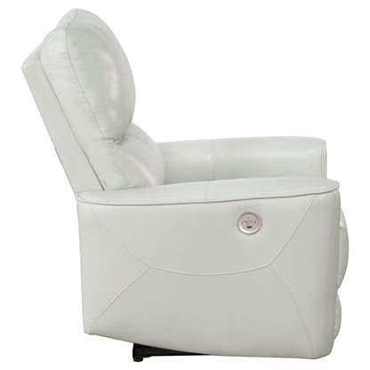 Dove Upholstered Power Recliner Chair gray leather with USB port HouseOfZazla on Tampa Home & Garden Store