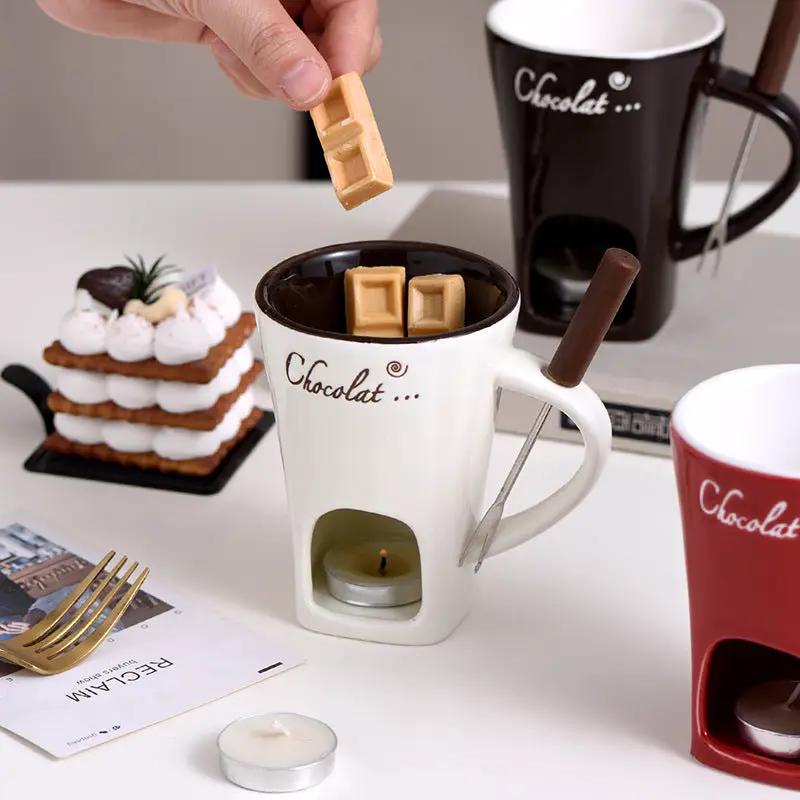 Ceramic Chocolate Cup Hot Pot Stove 3 pack by FLIPSTYLEZLLC in white black red with warmers on Tampa Home & Garden Store