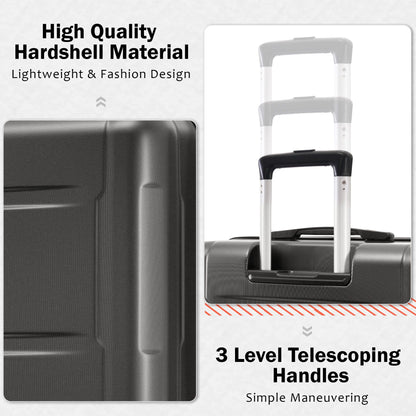 2-Piece black ABS hard-shell luggage set with 3-level telescoping handles HouseOfZazla on Tampa Home & Garden Store