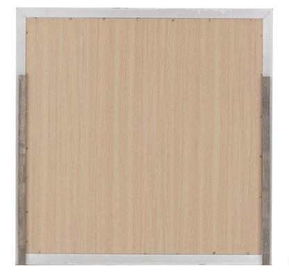 Primo Square Wall Mirror back panel with natural wood backing and silver metal frame on Tampa Home & Garden Store