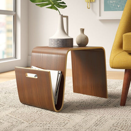 Brookside end table with curved magazine shelf in dark brown wood set of 2 on Tampa Home & Garden Store