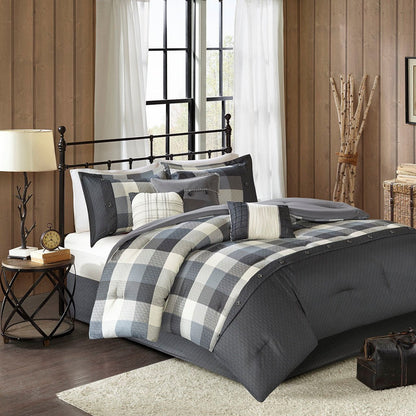 Grey Herringbone Comforter Set and Cal King