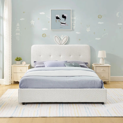 Upholstered Bed with Rabbit Ear Headboard and LED