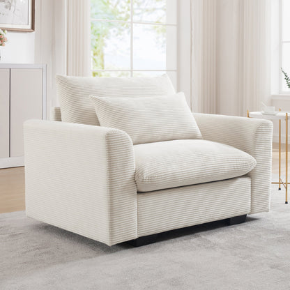 Beige Corduroy Deep Seat and Accent Chair