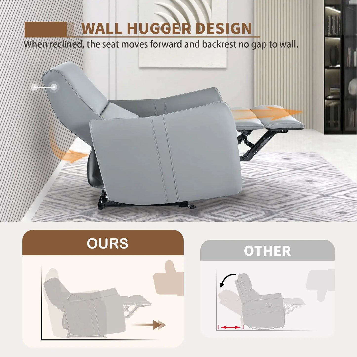 Wall Hugger Power Recliner Chair with USB Port