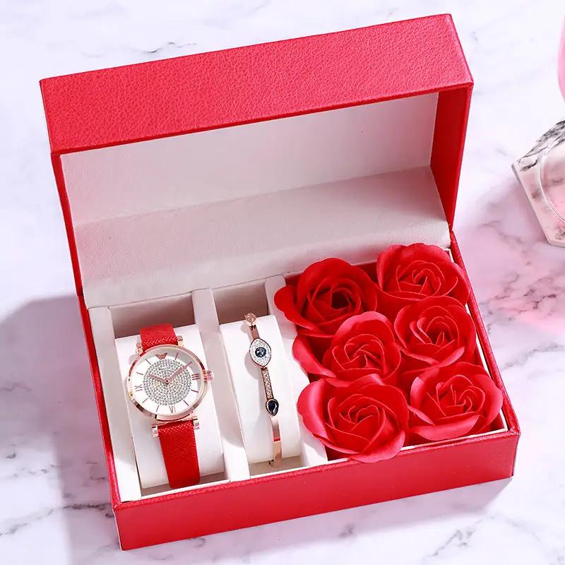 Valentine's watch gift set by FLIPSTYLEZLLC with red strap watch, bracelet and red roses in a box on Tampa Home & Garden Store