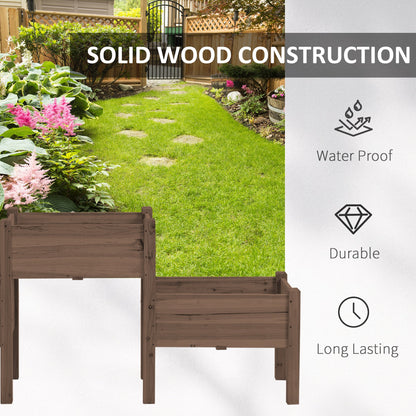 Outsunny raised garden bed with 3 planter boxes in natural wood on Tampa Home & Garden Store