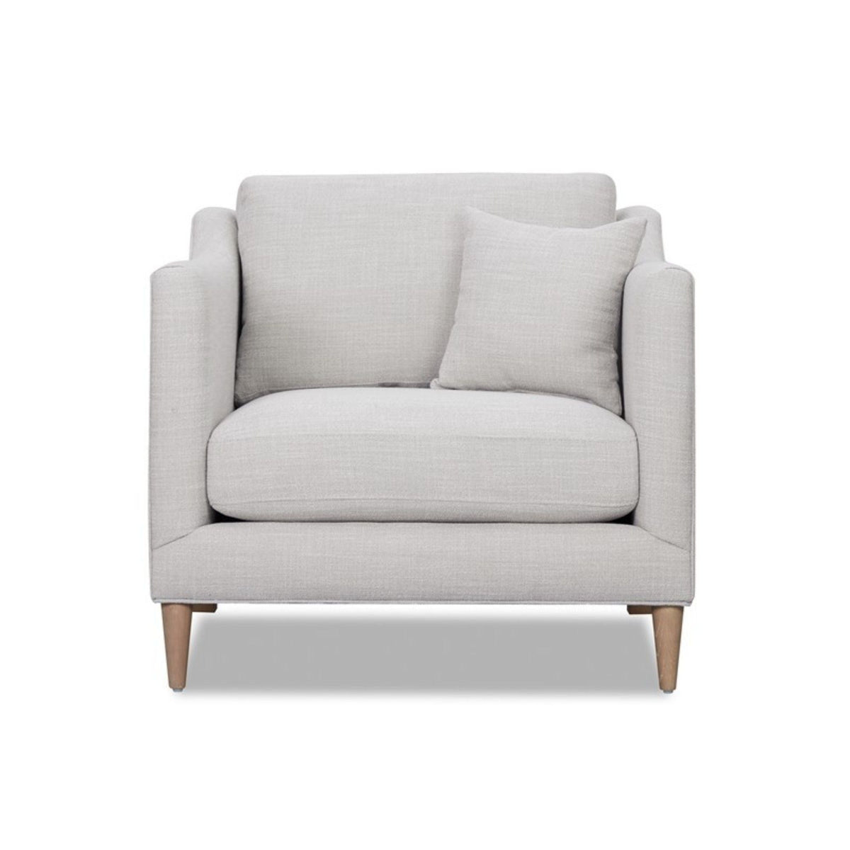 Beige arm chair with high track arms and solid wood legs by HouseOfZazla on Tampa Home & Garden Store