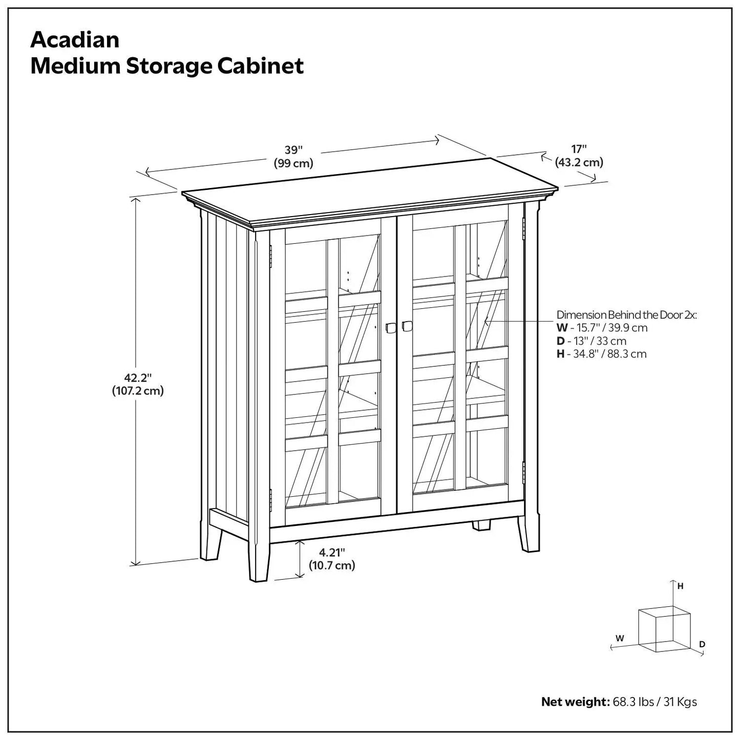 Acadian Medium Storage Cabinet Handcrafted