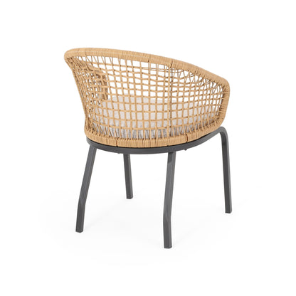 Outdoor and Indoor Wicker Chair with Iron Legs