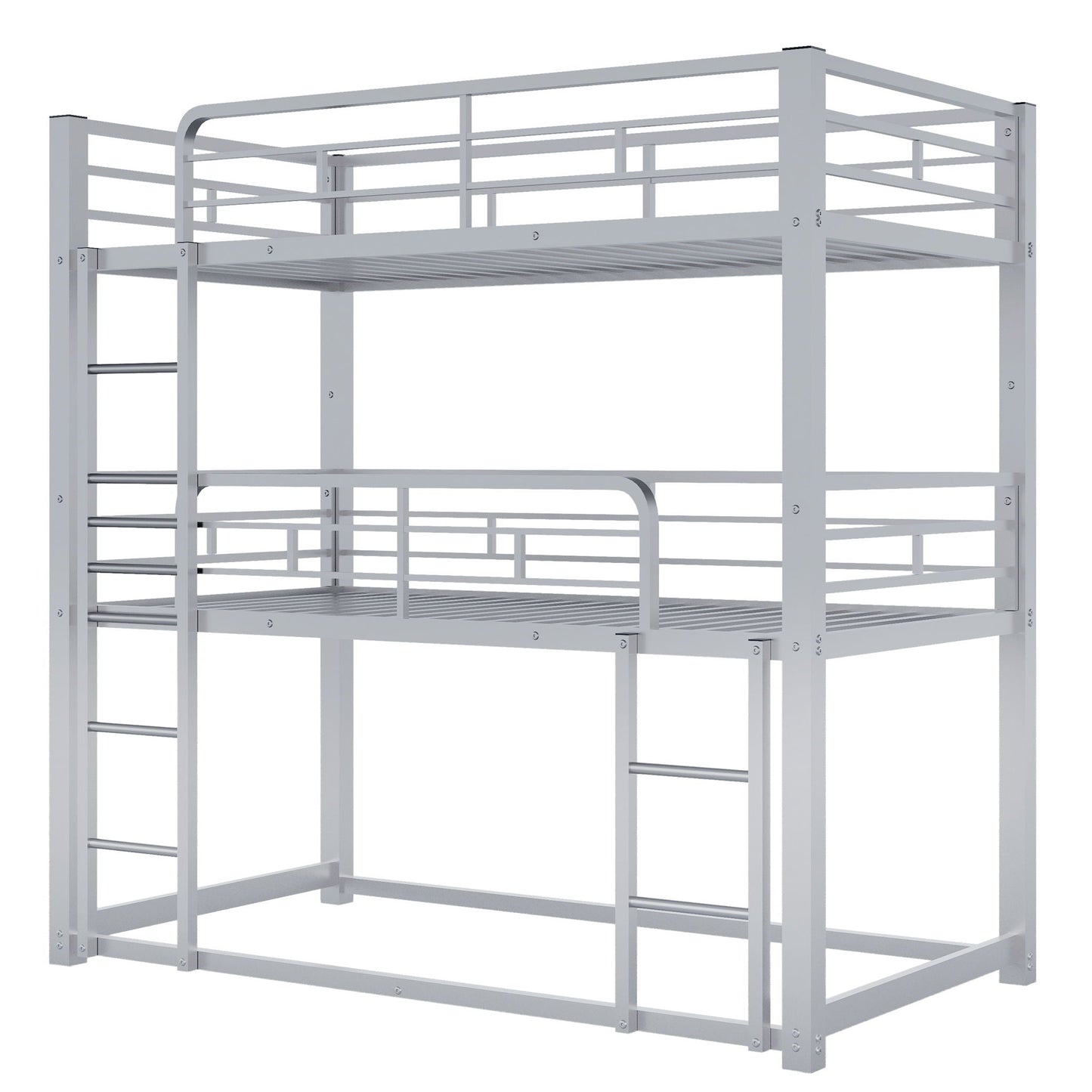 Triple bunk bed, gray metal construction, space-saving 3-tier design on Tampa Home & Garden Store