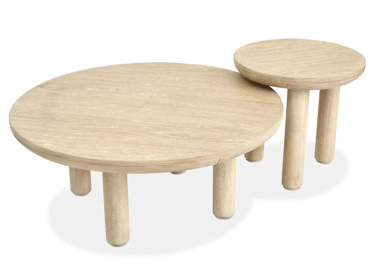 Sunset Cove nesting cocktail tables two-piece set in natural wood finish on Tampa Home & Garden Store