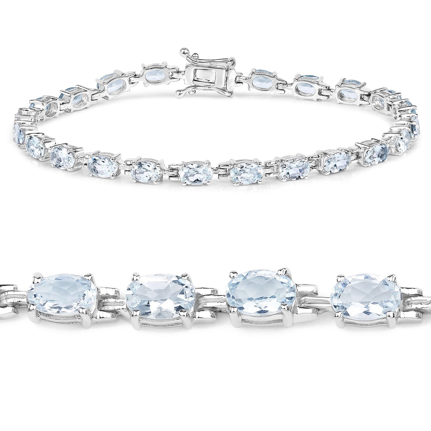 8.80 carat aquamarine bracelet in .925 sterling silver, oval-cut stones, by Bids.com on Tampa Home & Garden Store