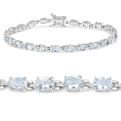8.80 carat aquamarine bracelet in .925 sterling silver, oval-cut stones, by Bids.com on Tampa Home & Garden Store