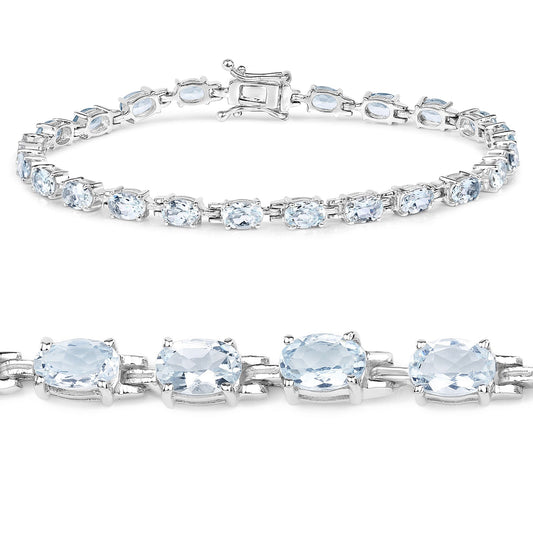 8.80 carat aquamarine bracelet in .925 sterling silver, oval-cut stones, by Bids.com on Tampa Home & Garden Store
