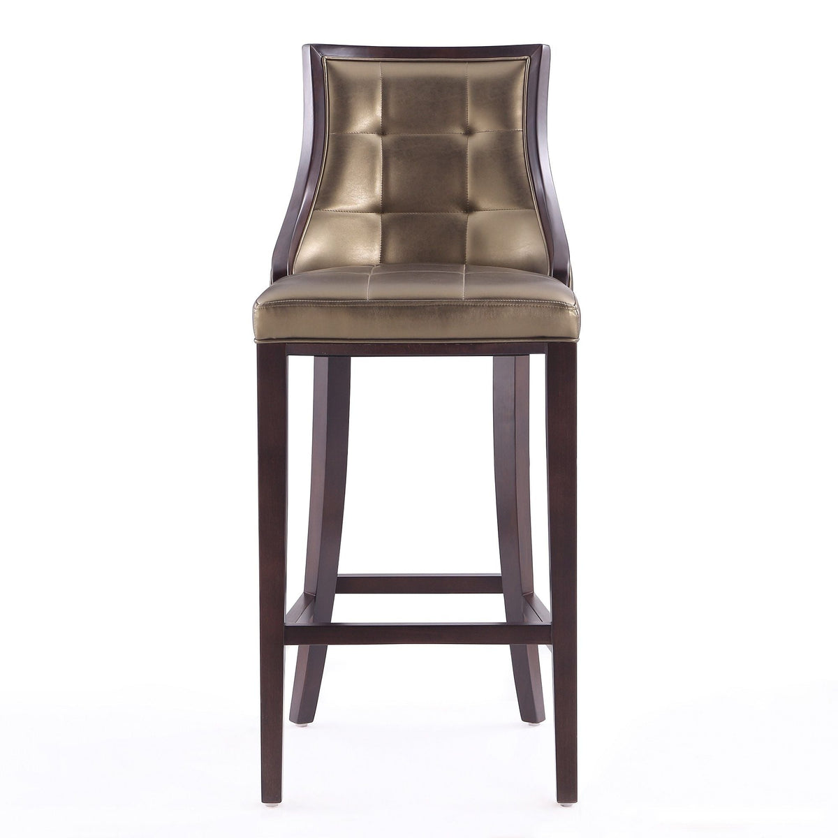White bar-height stool with solid wood frame and taupe leather upholstery HouseOfZazla on Tampa Home & Garden Store