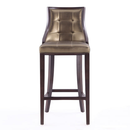 White bar-height stool with solid wood frame and taupe leather upholstery HouseOfZazla on Tampa Home & Garden Store