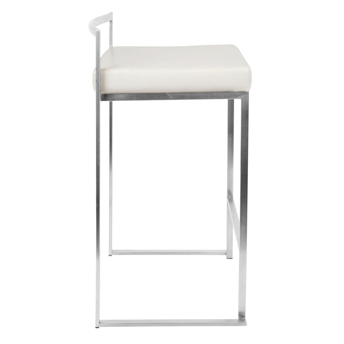 Contemporary stackable counter stool with white padded seat and metal frame HouseOfZazla on Tampa Home & Garden Store