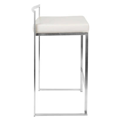 Contemporary stackable counter stool with white padded seat and metal frame HouseOfZazla on Tampa Home & Garden Store
