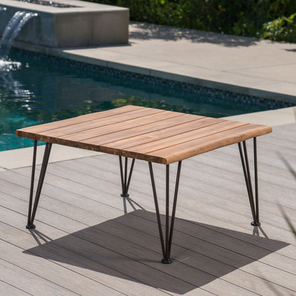 Sturdy Outdoor Coffee Table With Wood And Iron