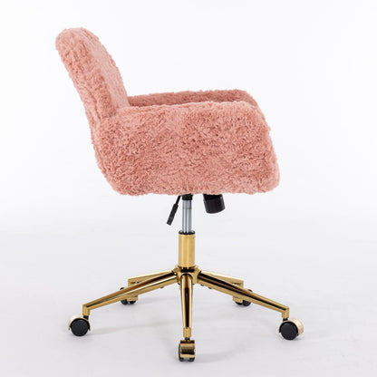 Office Chair with Rabbit Hair and Metal Base