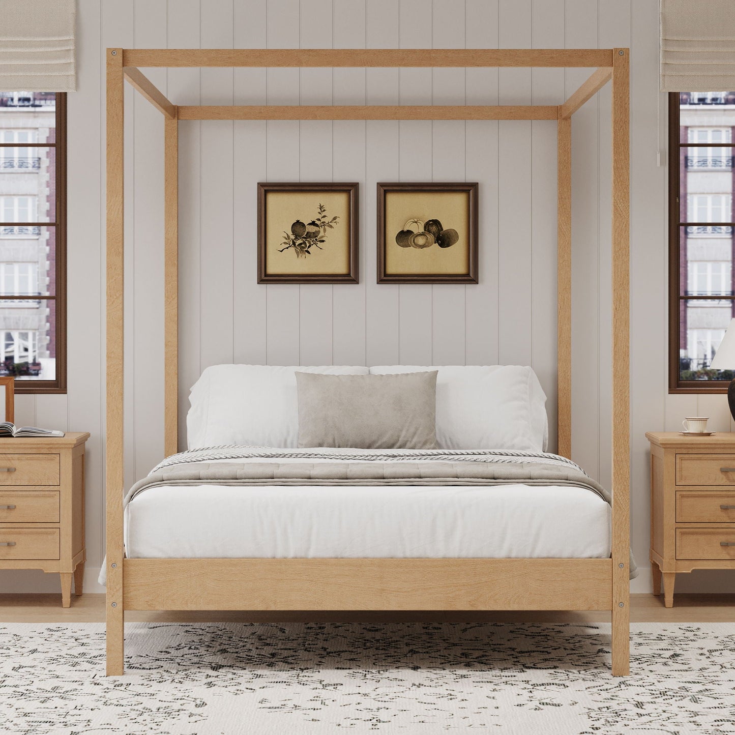 Four Post Canopy Bed Frame and Wooden Slats